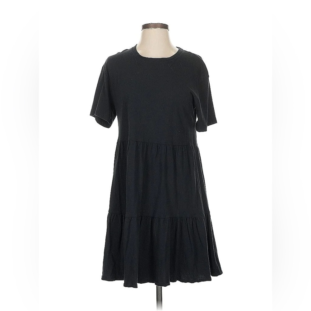 Abercrombie & Fitch 100% Cotton Soft Black Short-Sleeve Tiered Mini Dress